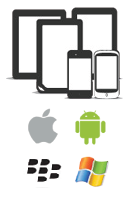 mobile Geräte, viele Auflösungen, iOS, Android, Blackberry, Windows